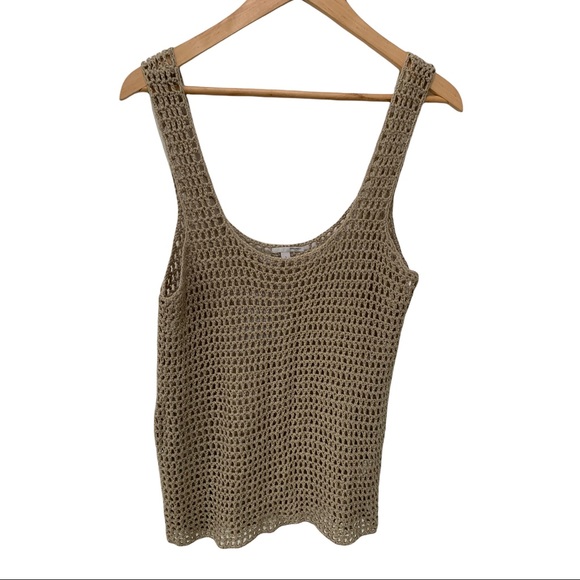 HALOGEN BEIGE CROCHET KNIT TANK BLOUSE Size Small - Picture 8 of 15